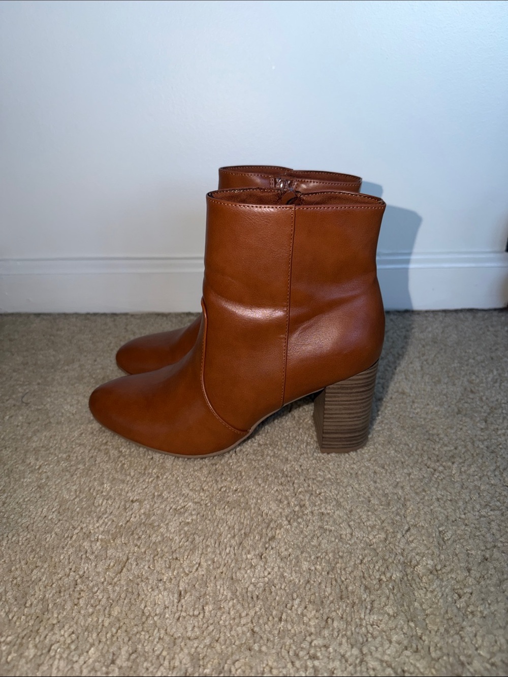 Old Navy Cognac Block Heel Ankle Boots